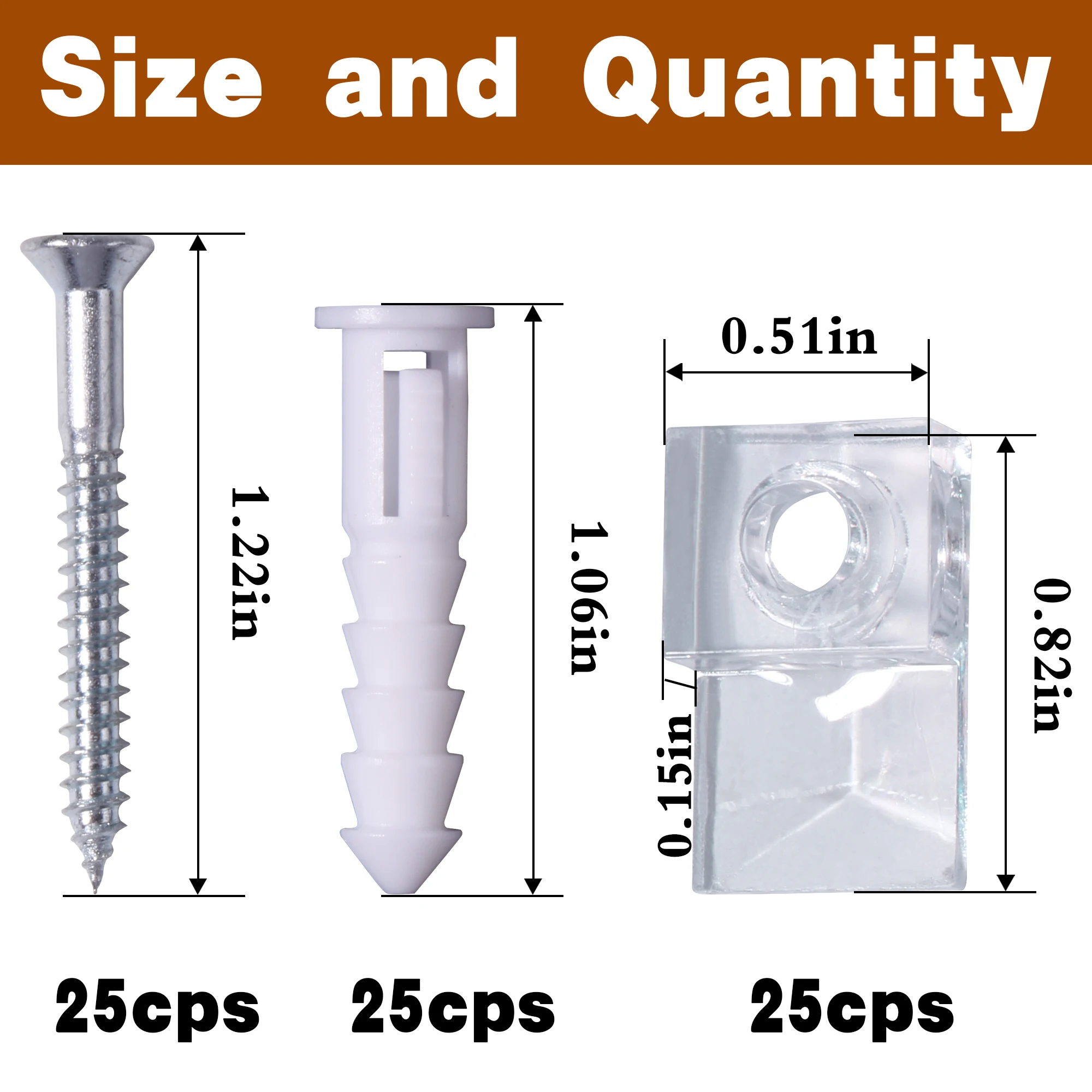 25 Sets Mirror Holder Clips Kit Clear Glass Retainer Mounting Hanging Hardware for  Fixing Frameless Door
