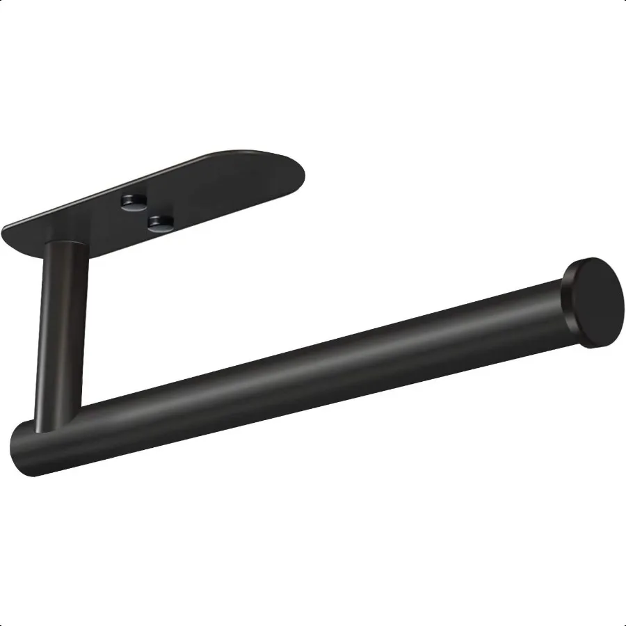 Porta asciugamani di carta adesivo sotto l'armadio Supporto da parete per asciugamani di carta da cucina Porta rotolo di asciugamani di carta nero da attaccare al muro Stainl