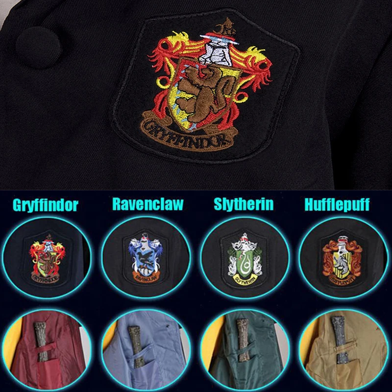 Infantil Harry Potter Fantasia de Cosplay, Manto Mágico, Capa, Hermione, Saia, Camisa, Calças, Grifinória, Acessórios, Presente