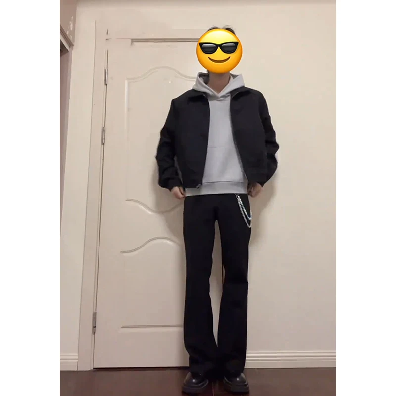 

Bla Men's Autumn Winter Thiened Fce Lined Drapey Straight Leg Pants High Waist Long Trousers Slim Fit Bell Bot