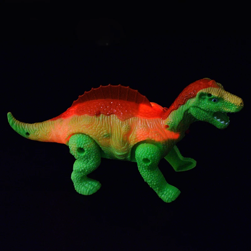 Elektrisch Wandelende Dinosaurus Speelgoed Gloeiend Geluid Dieren Model Met Touw Voor Kinderen Kinderen Interactief Creatief Onderwijs