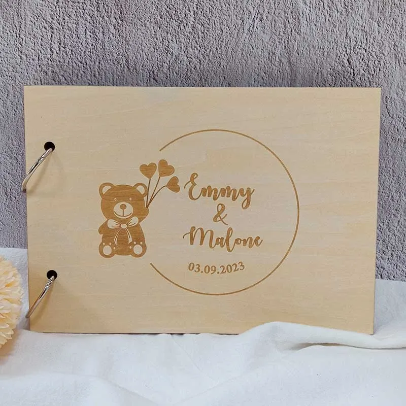 Wedding Guestbook Custom Name and Date Personalized Wooden Guest Book Wedding Album Wedding Ideas Party Supplies Baby Shower