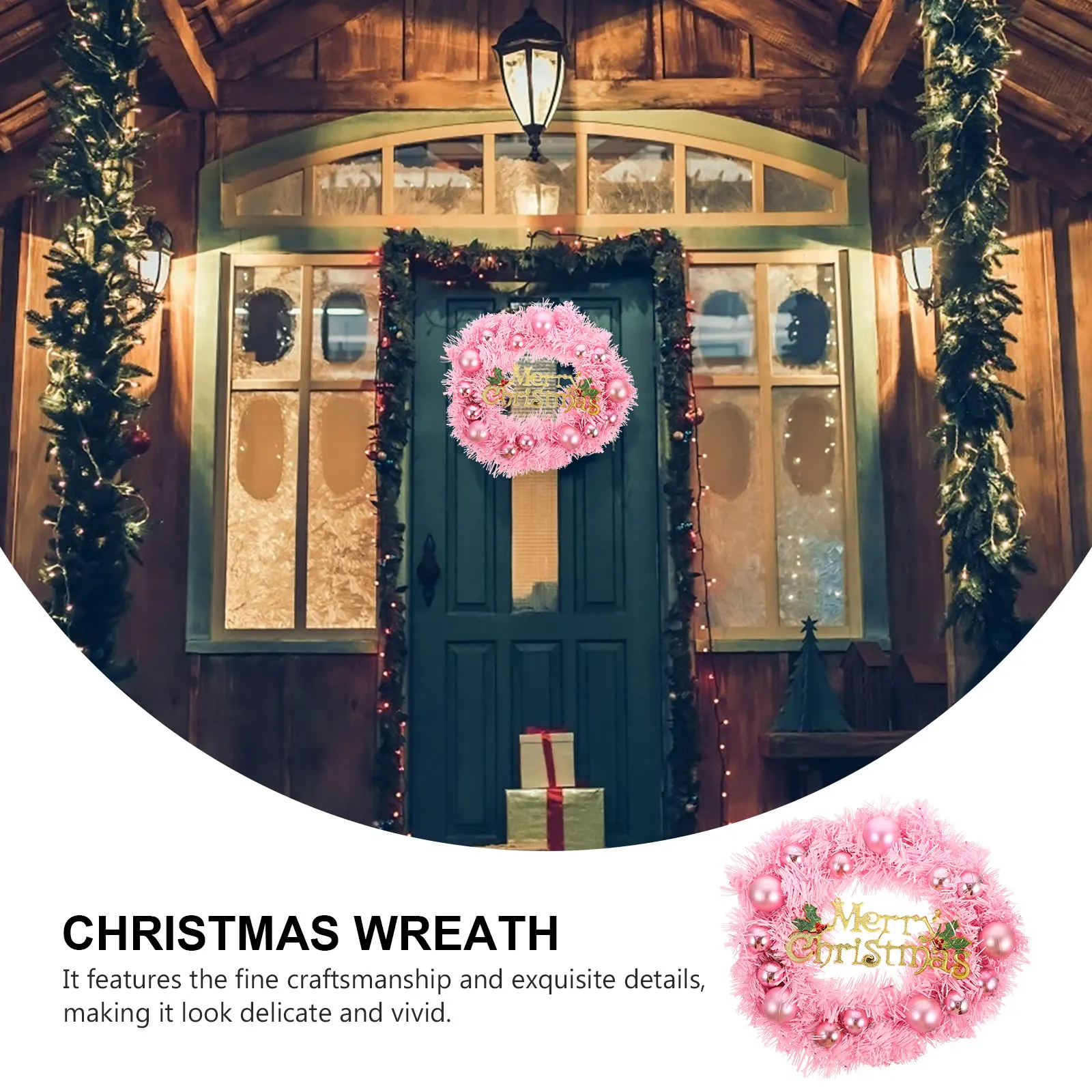

Decoration Christmas Wreath Window Decorations Hanging Ornament Garland Outdoor Pink Wrought Iron