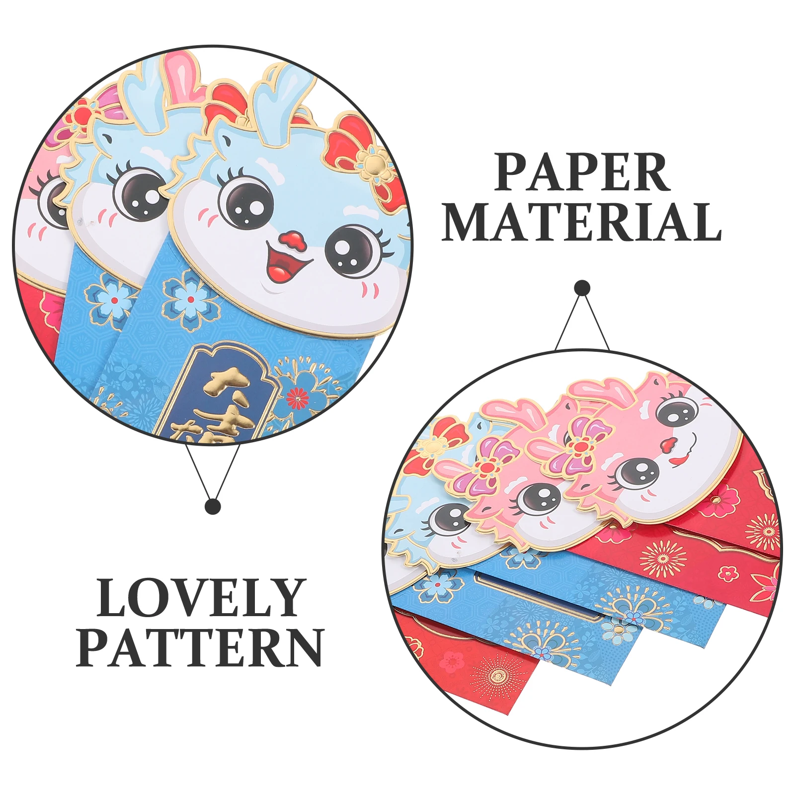 

6Pcs Dragon Pattern Red Envelopes Chinese Festival Money Packets New Year Gift Bags 2024 Luck Money Pouches Red Envelope