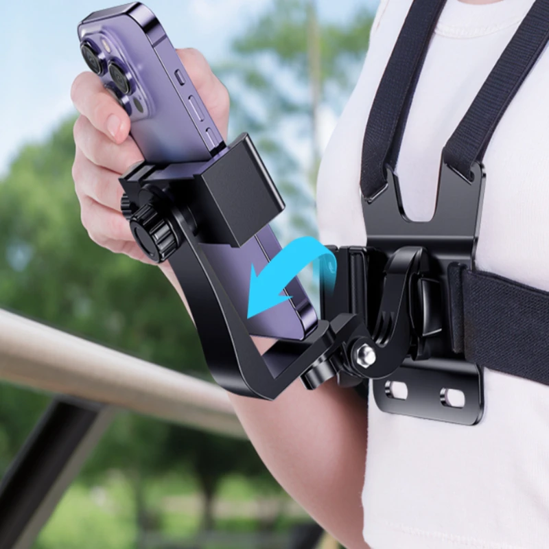 

Universal Wearable Neck Phone Holder Mount Adjustable Chest Harness Stand GoPro Action Camera Stable Vlogging Recording Cycling