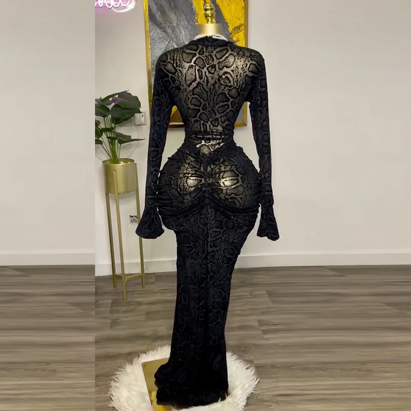 New 2025 Women Luxury Stacked Mesh See Through Long Dress 2 Piece Set Outfit Fall Trending Sexy Evening Party Birthday Dresses
