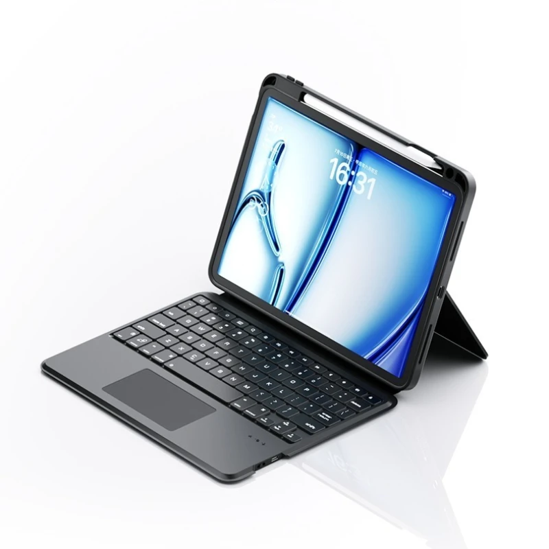 لوحة مفاتيح Miaokong Bluetooth متوافقة مع ملحقات حافظة حماية متكاملة للفصل الذكي لجهاز iPad رفيعة ومحمولة