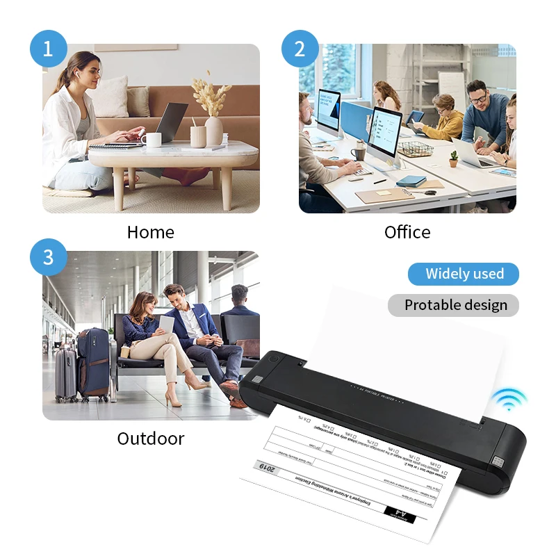 Portable Wireless for 304dpi Inkless Thermal Printer with 1200mAh Battery for Tattoo Stencils & Paper-in Stock