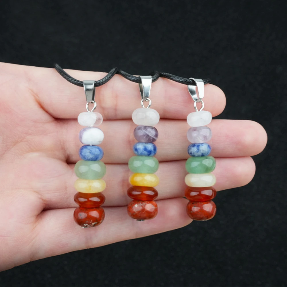 حار الوافدين الجدد 40X8mm غير النظامية الريكي 7 شقرا كريستال قلادة الحجر الطبيعي قلادة حبل سلسلة القلائد النساء مجوهرات 1 قطعة