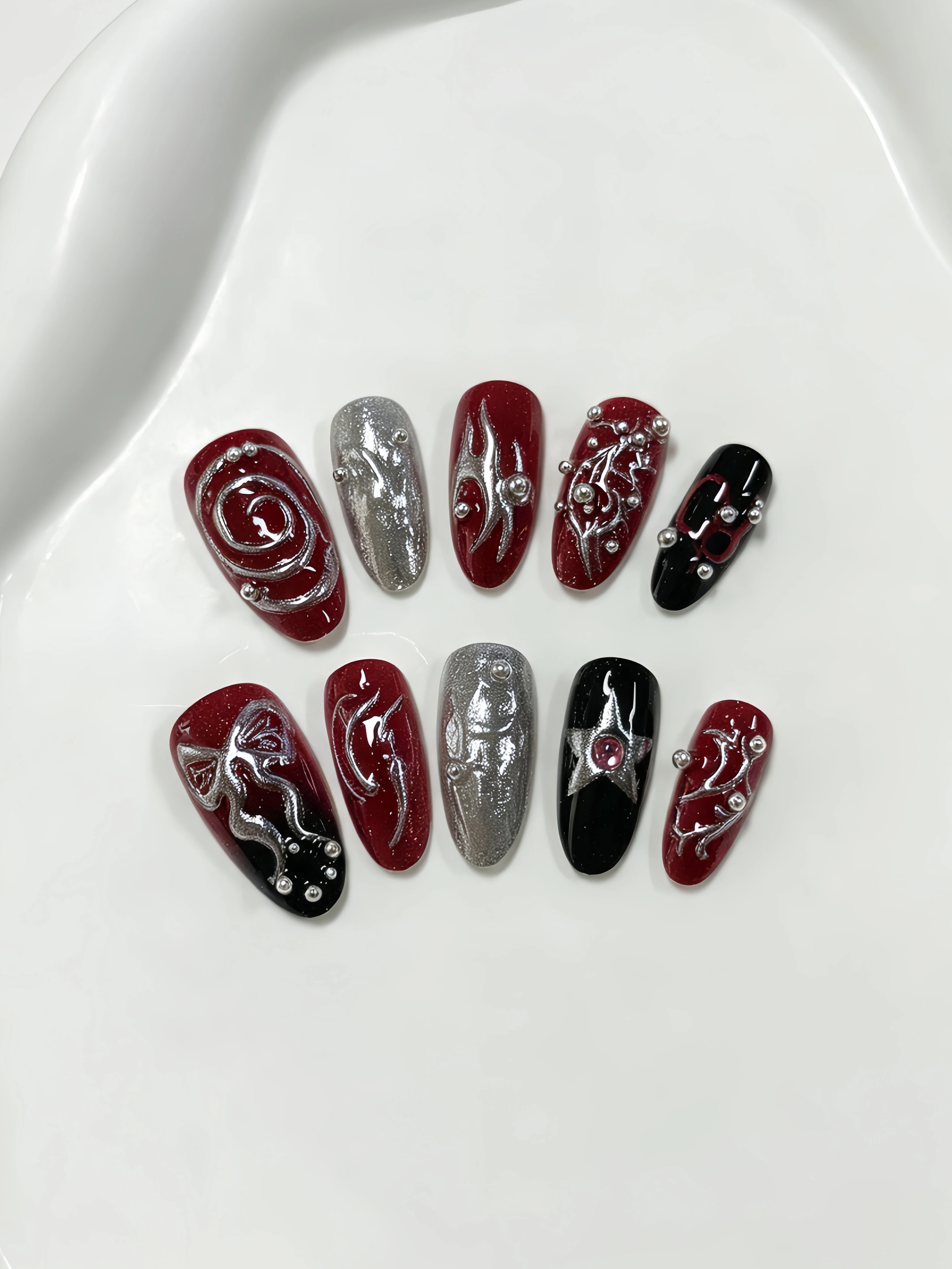 10 mandelförmige Press-On-Näge – Nail Art Fake Nails Bewertung und Preis