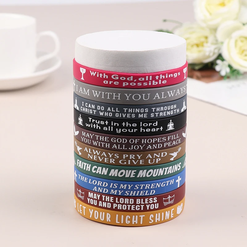40Pcs Inspirational Bible Verse Silicone Bracelets Faith-Based Rubber Wristbands, Perfect Christian Gifts For Men, Women & Teens
