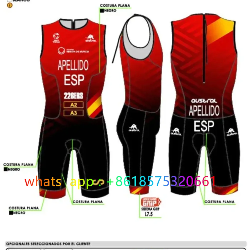 Men's Spanish Triathlon Sleeveless Bodysuit Uniform Personalized customization Running Race Bodysuit Breathable clothing 2025