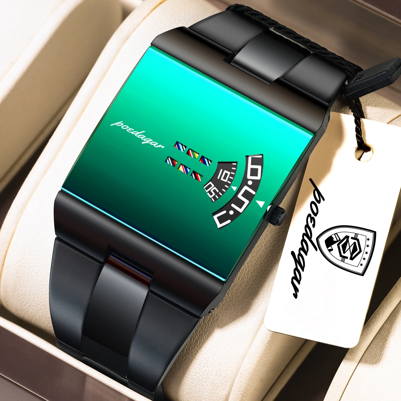 POEDAGAR Modische Herrenuhr, wasserdicht, Edelstahl, Business-Armbanduhr, elegantes großes Zifferblatt, Quarzuhr für Herren, Reloj Hombre