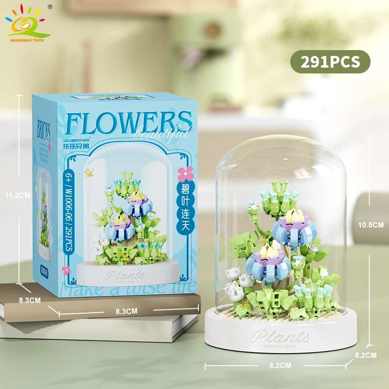 HUIQIBAO MOC Bloemendisplay Box Micro Bouwsteen MOC Mini Bloem Mini Diamant Model Baksteen Speelgoed voor Kinderen Bureau Decoratie