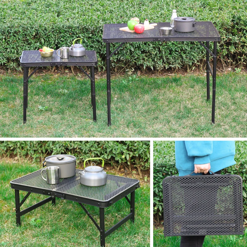 Składany stół Outdoor Camping Supplies Przenośna żelazna siatka Aluminiowy stop Piknik Grill Kawowy stół ogrodowy стол туристический