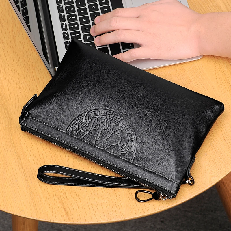 Men's Large Capacity Business Wallet Hand Bag with Soft Leather Envelope Design – Gift for Husband