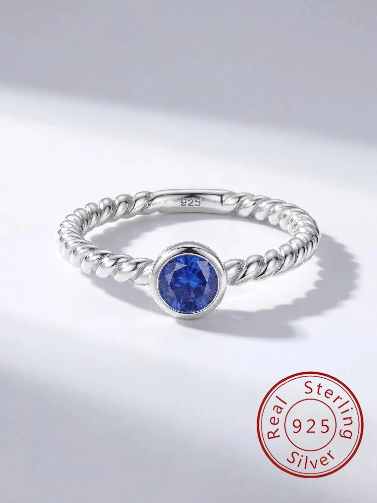 

925 Sterling Silver Simple Fashion Twisted Round Zircon Ring For Women Engagement Party Luxury High Quality Fine Jewelry Gifts
