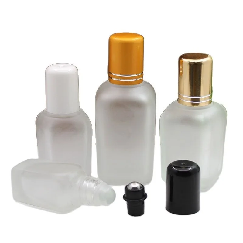 

10/20/30/50ml Frosted Glass Roll On Bottle Deodorant Perfume Oil Vials Square Empty Roller Ball Essential Oil Bottles 15pcs