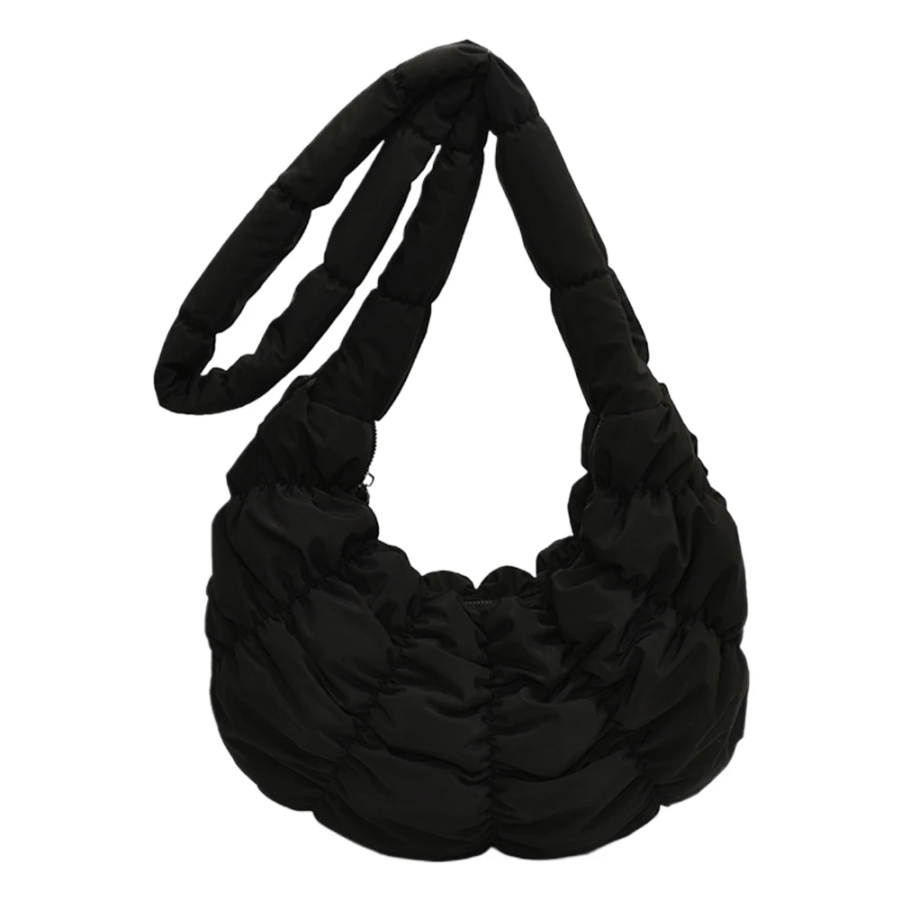 Bolsa de ombro Ruched Cloud para mulheres, bolsa de hobo macia, bolsa de grande capacidade, bolsa crescente, cor sólida, moda