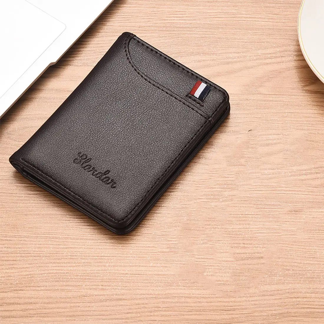 ABQR 초박형 남성용 카드 홀더 지갑 서류 가방 휴대용 자기 탈자 문서 카드 홀더 Balck