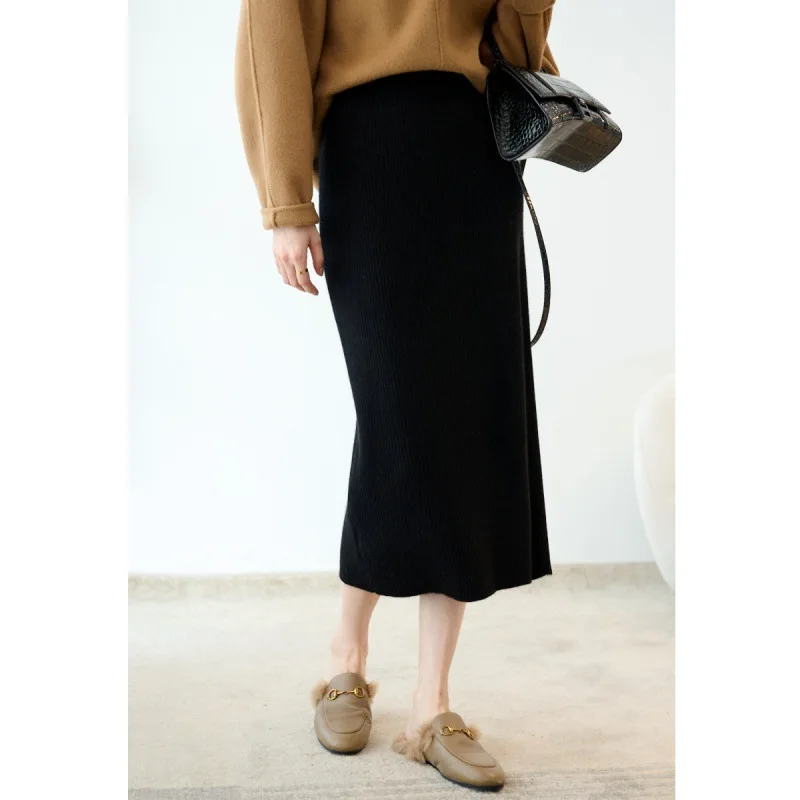 Half Skirt Women's Autumn Winter Queen's Temperament Straight Tube Skirt Versatile H-shaped One Step Skirt