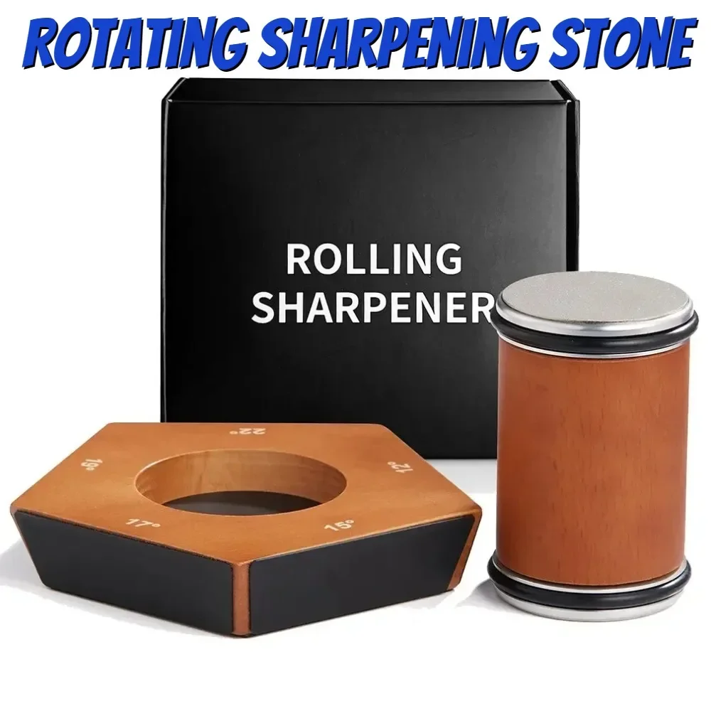 Wooden Roller Sharpeners Rolling Knife Sharpener 12/15/17/19/22° Multi Angle Magnetic Non-Slip Ideal for Kitchen Various Knives