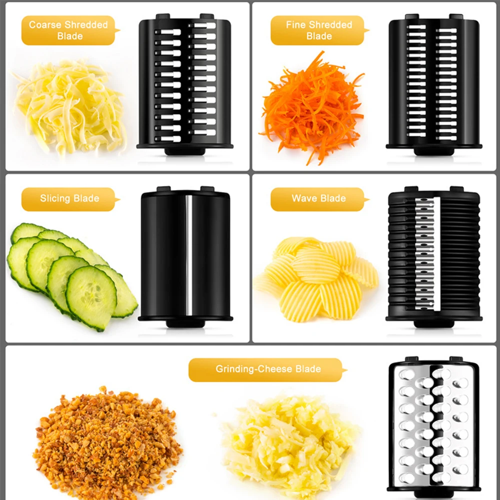 5in1 Electric Vegertable Cutter With Stainless Steel Blade 220V 1000W Multifunction Potato Cucumber Carrot Slicer Food Processor