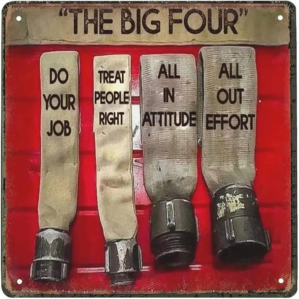The Big Four Firefighter Do Your Job Firefighter Vintage Metal tin Sign Art Plaque Wall Decor Look Funny Gifts for Home Kit sign