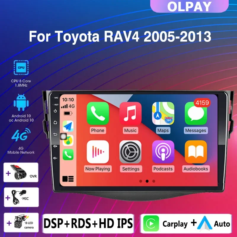 

2 DIN 4+64G android 10 Car radio Multimedia Player Carplay Auto GPS navigation DSP RDS For Toyota RAV4 rav 4 2005 2006 2007-2013