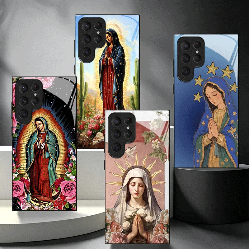 

Virgen Mary Virgin De Guadalupe Glass Phone Case for Samsung Galaxy S26 S25 S24 S23 Ultra Edge S22 S21 Plus S20 FE Shockproof Co