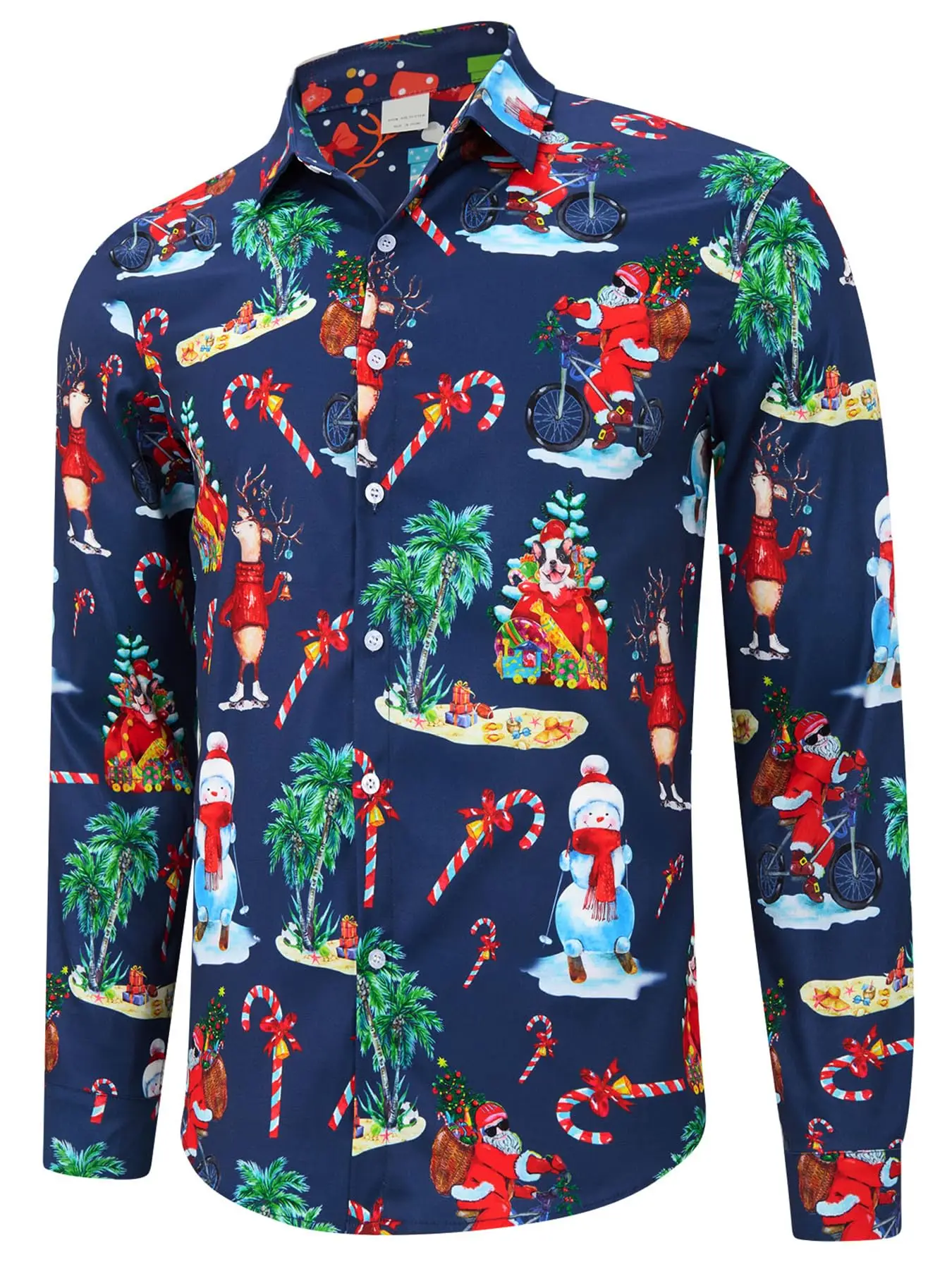

Забавная рубашка с длинным рукавом с Санта-Клаусом, рубашка с рождественским узором и 3D принтом, мужская и женская модная гавайская рубашка, праздничная блузка, снеговик