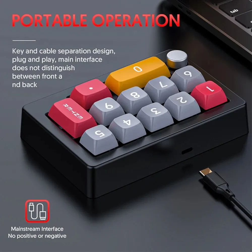 Romoral Macro Programmable Keyboard 7 Color RGB Light Gaming Mini Keyboard Hot Swappable Mechanical Switch Custom Keyboard