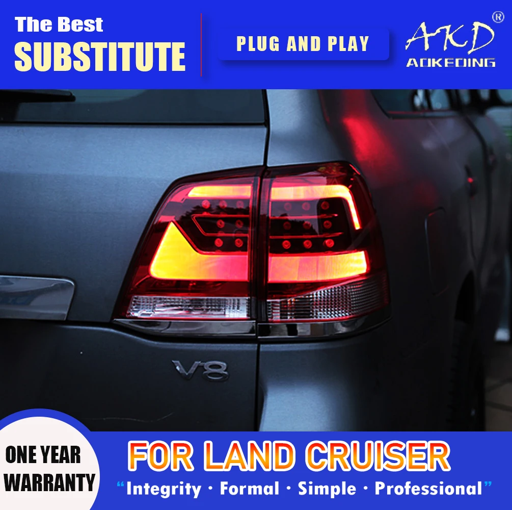 AKD Tail Lamp for Toyota Land Cruiser LED Tail Light 2007-2015 Land LC200 Rear Fog Brake Turn Signal Automotive Accessories