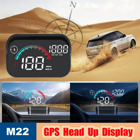 범용 GPS 속도계 M22 헤드업 디스플레이, X2 HUD MPH KMH 마일리지 스마트 컴퓨터 프로젝터 나침반, 과속 경보 포함