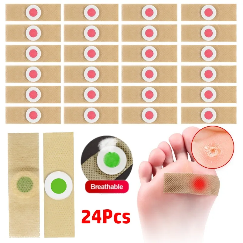 24 Pcs Foot Care Corn Pads Softening Plasters for Hard Skin Callus Removal Adhesive Stickers for Heel Toe Daily Use