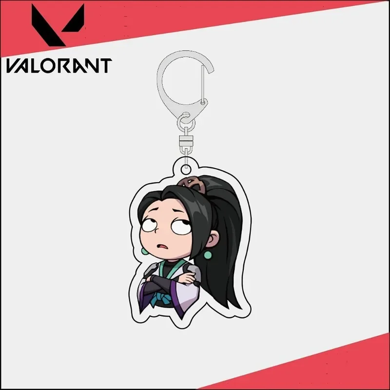 Valorant acrylic keychain cartoon character Brimstone chamber fade Jett neon ornament key bag pendant clothing accessories toy