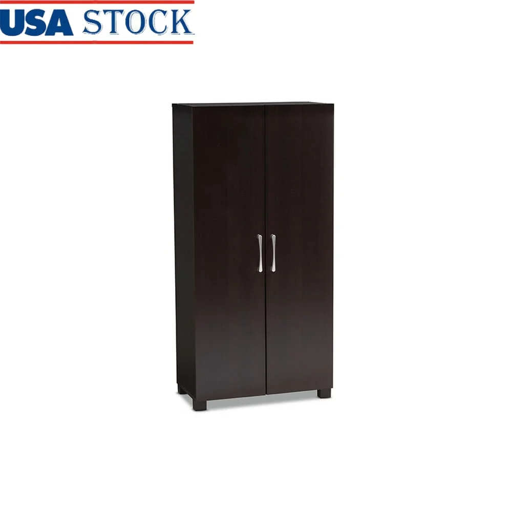 

2-Door Wood Shoe Storage Cabinet Entryway Organizer with Shelves Modern Indoor Shoe Rack Air Circulation Ventilated Design
