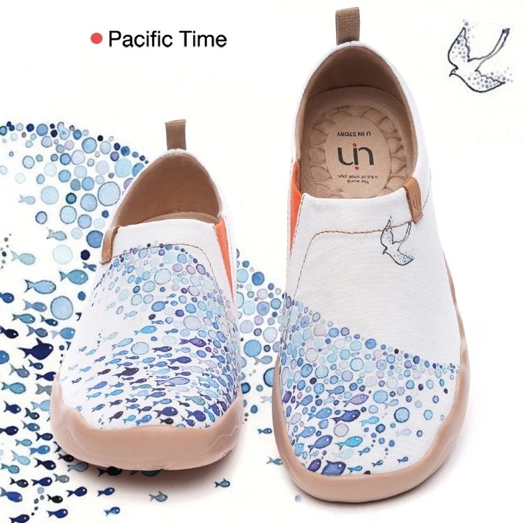 UIN fashion cartoon ocean retro sports casual sneakers travel shoes Pacific Time canvas women shoes