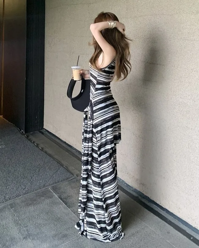 Abiti Abito da donna in champagne estivo modale con scollo all'americana montati multiway smocking resort ultra corto dolce ragazza clubwear sexy