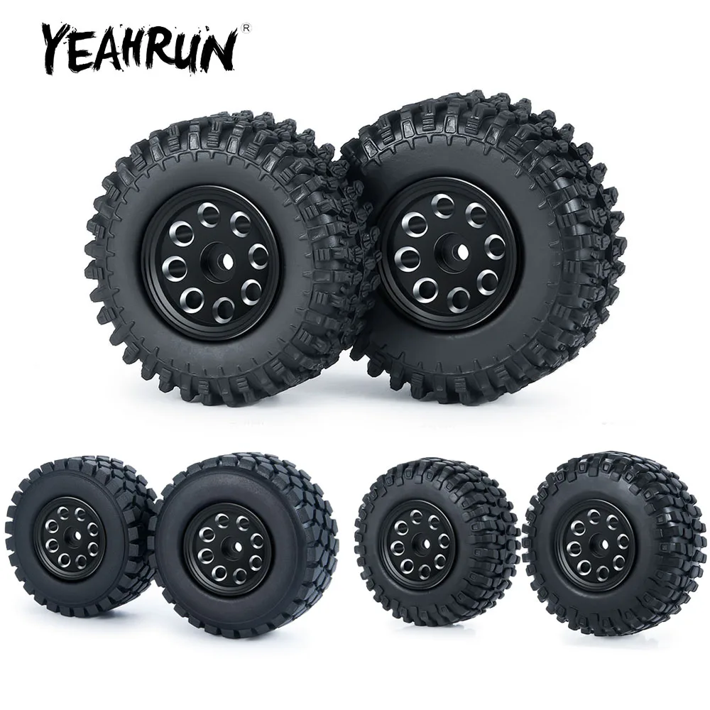 

YEAHRUN 4 шт. 1,0 ''металлические колесные диски, резиновые шины в комплекте для Axial SCX24 Deadbolt C10 Wrangler Gladiator Bronco 1/24 RC Car