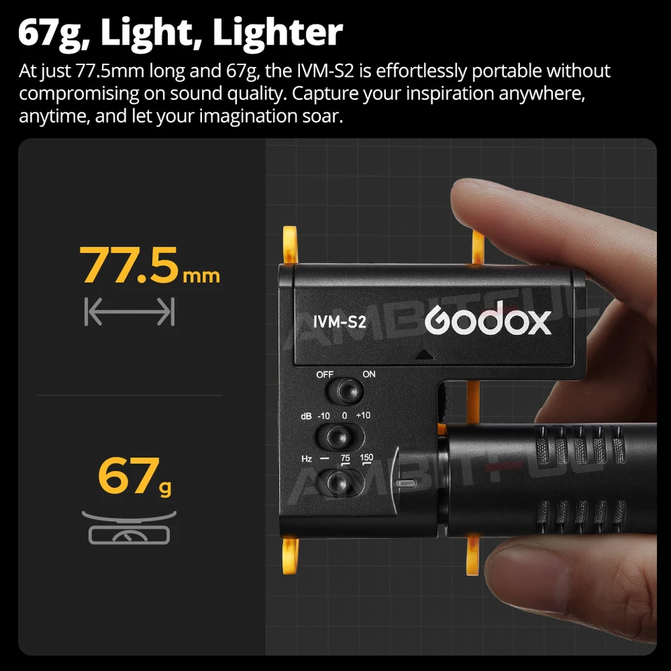 GODOX IVM-S2 Pistolenmikrofon, Mobiltelefon, Mikro-Spiegelreflexkamera, Live-Aufnahme, Interview, Kondensatormikrofon