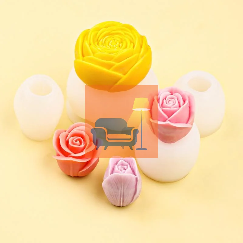 1Pcs Handmade Scented Candle Plaster Resin Molds DIY Flowers Tulip Rose Silicone Mold Cookies Chocolate Candy Baking Tool