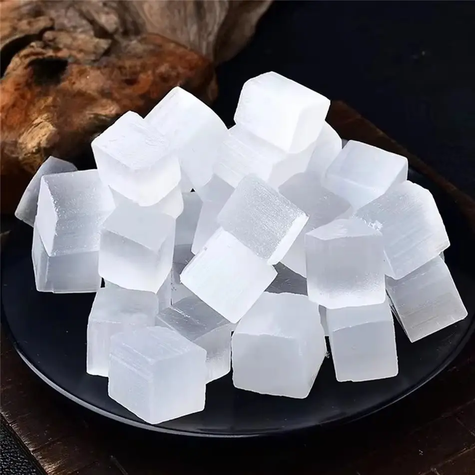 Natural White Selenite Cube Healing Reiki Crystal Stone Energy Cleansing Stone Meditation for Home Decoration