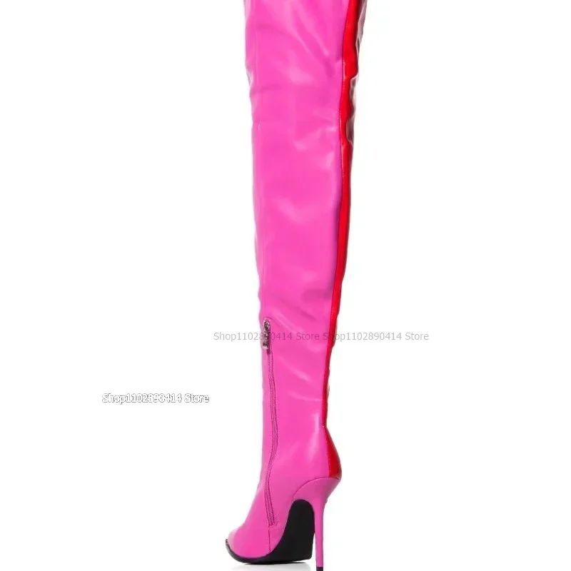 

Mixed Color Pointed Toe Boots Thigh High Side Zipper Women Shoes Stilettos High Heel Novel Fashion Sexy 2023 Zapatos Para Mujere