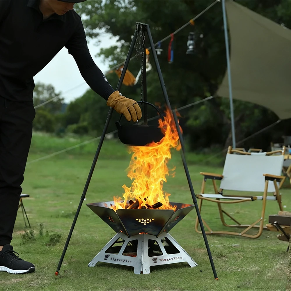 

Portable Wood Stove Camping Fire Wood Heater Folding Hike Barbecue BBQ Grill Stand Outdoor Camping Fire Pit