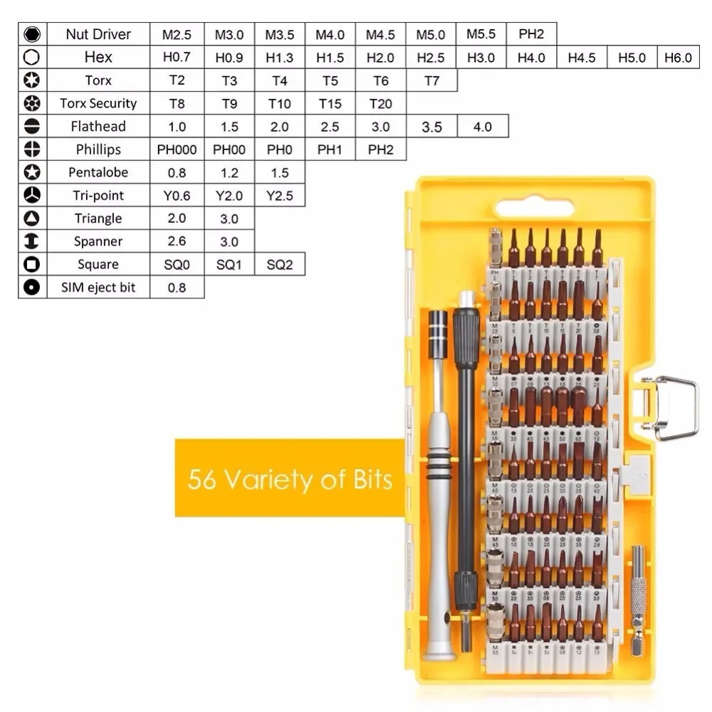 60 in 1 Precision Screwdriver Tool Kit Magnetic Screwdriver Set for iPhone Tablet Macbook Xbox Cellphone PC Sumsung