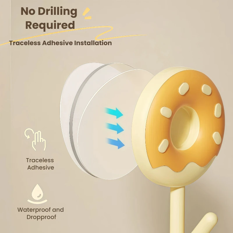 6PCS Cute Donut Colorful Self Adhesive Wall Hooks Sticker Hooks Towel Coat Key Pants Hanger Bathroom Kitchen Storage Accessories