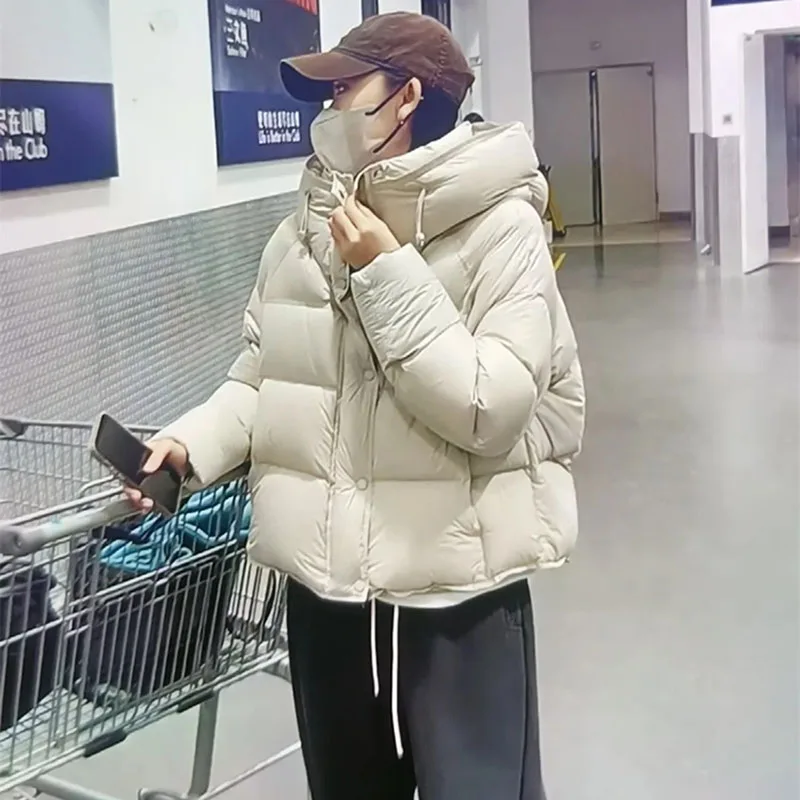 

Взрывное пуховое пальто, женские парки, новинка зимы 2025 года, корейская теплая хлопковая стеганая куртка, женская короткая верхняя одежда с капюшоном, верхняя одежда