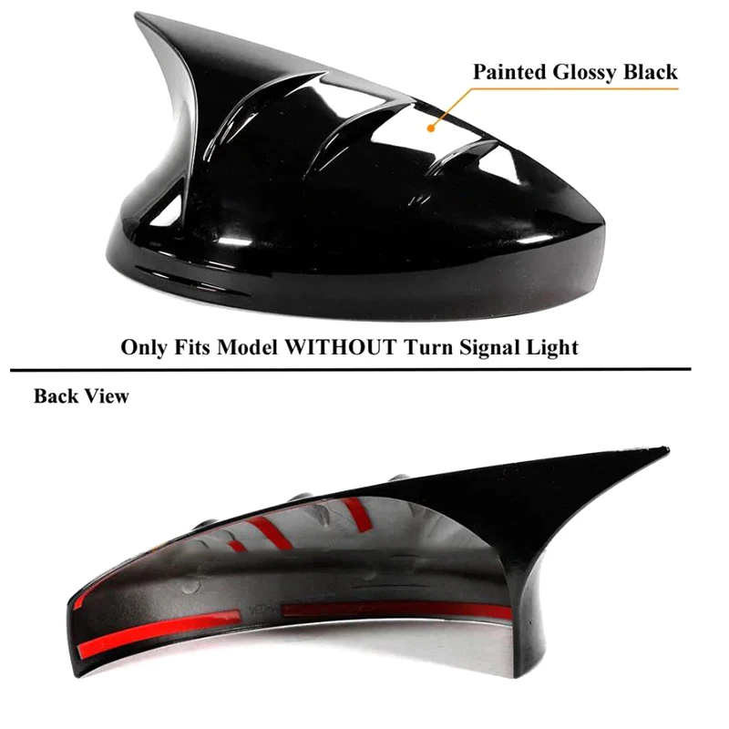 M Horn Style Carbon Fiber Gloss Black Add-On Side Mirror Cover Caps For Honda Civic 2022~2025 Rearview Mirror Trim Cover Cap