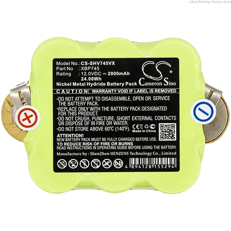 12.0V 2000mAh Vacuum Cleaner Battery XBP745 for Shark SV745 +TOOL